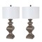 Homeroots Set of Two 30" Distressed Brown Table Lamp With White Cone Shade 571296 - alternate 5