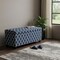 Homeroots 42in Blue and White and Dark Brown Upholstered Polyester Quatrefoil Bench with Flip top 469343 - alternate 5