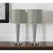 Homeroots Set of Two 24" Silver Metal Candlestick USB Table Lamps With Gray Drum Shade 545825 - alternate 1