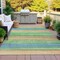 Homeroots 9' X 12' Artichoke Green Peach And Teal Blue Striped Washable Indoor Outdoor Area Rug 631195 - alternate 7