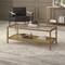 Homeroots 45" Clear And Gold Glass And Steel Coffee Table With Shelf 520911 - alternate 8