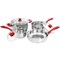 Gibson Home Crawson 7 Piece Stainless Steel Cookware Set in Chrome with Red Handles 127768.07 - alternate 1