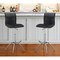 Homeroots Set of Two Black and Silver Faux Leather and Metal Low Back Adjustable Height Bar Chairs, 2PK 555027 - alternate 5
