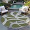 Homeroots 8' Olive Green Beige And Gray Round Abstract Washable Indoor Outdoor Area Rug 599144 - alternate 5