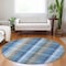 Homeroots 8' Denim Blue Sky Blue And Beige Round Plaid Washable Indoor Outdoor Area Rug 613965 - alternate 6