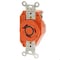 Leviton Locking Receptacle, L9-20R, 20 A, 600V AC, 2 Pole, Flush Mount, Screw Terminals, Orange 2350-IG - alternate 1
