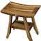 Homeroots Compact Rectangular Teak Shower Outdoor Bench With Shelf In Natural Finish 376744 - alternate 8
