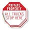 Signmission Private Property All Trucks Stop He, 4 inch X 4 inch, Vinyl Decal, 2PK OC-D-2PACK-4-150 - alternate 1