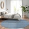 Homeroots 8' Denim Blue And Sky Blue Round Striped Washable Indoor Outdoor Area Rug 610584 - alternate 7