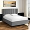 Homeroots Light Gray Velvet Upholstered Queen Bed Frame 544828 - alternate 1
