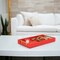 Homeroots 16" Red Wood and Vinyl Faux Shagreen Handmade Serving Tray With Handles 571242 - alternate 15