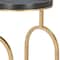 Homeroots 17in Black And Brass Steel and Solid Wood Distressed Round Rolling Bar Cart 668798 - alternate 6