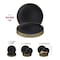 Smarty Had A Party 7.5" Black with Gold Rim Organic Round Disposable Plastic Appetizer/Salad Plates (120 Plates), 120PK 937BG-CASE - alternate 9