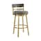 Homeroots 26" Gray and Gold Faux Leather and Stainless Steel Low Back Counter Height Swivel Bar Chair 569170 - alternate 9