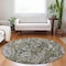 Homeroots 8' Brown Beige And Tan Round Abstract Washable Indoor Outdoor Area Rug 588452 - alternate 8