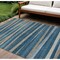 Homeroots 8' X 10' Denim Blue And Gray Striped Washable Indoor Outdoor Area Rug 597322 - alternate 1