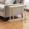 Homeroots 24" Brass And Clear Glass And Steel End Table With Shelf 544200 - alternate 1
