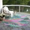 Homeroots 8' Teal Blue And Aqua Round Floral Washable Indoor Outdoor Area Rug 611134 - alternate 7