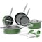 Bakkenmaster Bakken 12-Piece Aluminum Cookware Set, Nonstick, PTFE & PFAS Free, Green, Oven Safe BAKCRMIC8GRN - alternate 1