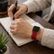 Elegani Leather Band Compatible with Apple Watch 46mm, Red, Silver, Black, Rose Gold, Yellow Gold Buckle QRPLLS-RED-46 - alternate 3