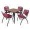 Regency Square Kahlo Breakroom Table W/ 4 M Stack Chairs, 30 in W, 30 in L, Noble Oak TPL3030NOBK47BY - alternate 1