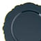Smarty Had A Party 10.25" Navy with Gold Rim Round Blossom Disposable Plastic Dinner Plates (120 Plates), 120PK 4840NG-CASE - alternate 9
