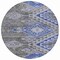 Homeroots 8' Pewter And Blue Round Southwestern Washable Indoor Outdoor Area Rug 603559 - alternate 7