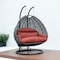 Leisuremod Charcoal Wicker Hanging 2 person Egg Swing Chair Dark Orange Cushions ESCCH-57DOR - alternate 7