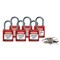 Brady Lockout Padlock, Keyed Different, Nylon, Red, 1 in Shackle Height, 1 3/16 in Body Width, 6 PK 118926 - alternate 1