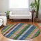 Homeroots 8' Navy Blue Pink And Sage Round Plaid Washable Indoor Outdoor Area Rug 613977 - alternate 6