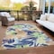 Homeroots 10' X 14' Navy Blue And Beige Floral Washable Indoor Outdoor Area Rug 610991 - alternate 6