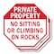 Signmission Private Property No Sitting or Clim, 10 inch X 10 inch, Aluminum Metal Signs, 2PK OC-A-2PACK-10-154 - alternate 1