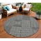 Homeroots 8' Black And Ivory Round Geometric Washable Indoor Outdoor Area Rug 596904 - alternate 1