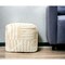Homeroots 18" Beige Cotton Cube Striped Pouf Ottoman 534101 - alternate 1