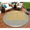 Homeroots 8' Gold Black And Beige Round Striped Washable Indoor Outdoor Area Rug 597219 - alternate 1