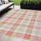 Homeroots 5' X 8' Coral And Beige Plaid Washable Indoor Outdoor Area Rug 601321 - alternate 1