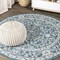 Jonathan Y Palazzo Vine and Border Textured Weave Teal/Gray 5 ft Round Indoor/Outdoor Area Rug SMB103B-5R - alternate 1