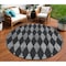 Homeroots 8' Charcoal Round Geometric Washable Indoor Outdoor Area Rug 577033 - alternate 1
