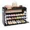 Basicwise Shoe Storage Bench with Leather Cushion, Classic Black Wooden Entryway, Fold-Out Shoe Rack QI003384 - alternate 1