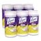Lysol Dual Action Disinfecting Wipes, 1-Ply, 7 x 7.5, Citrus, White/Purple, 75/Canister, PK6 19200-81700 - alternate 1