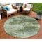 Homeroots 8' Artichoke Green And Pale Aqua Round Abstract Washable Indoor Outdoor Area Rug 630635 - alternate 1