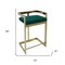 Homeroots 26" Green and Gold Velvet and Stainless Steel Backless Bar Height Bar Chair 555117 - alternate 3
