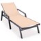 Leisuremod Marlin Patio Chaise Lounge Chair with Armrests in Black Aluminum Frame, Light Brown, 2PK MLABL-77LBR2 - alternate 9
