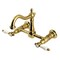 Kingston Brass Two-Handle Wall Mount Bridge Kitchen Faucet, Brushed Brass KS1267BPL - alternate 1