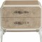 Homeroots 18" X 28" X 25" Vintage Beige Pu Wood Upholstered (Front) Metal Leg Veneer (Melamine) Nightstand 347162 - alternate 5