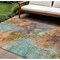 Homeroots 10' X 14' Copper Orange And Teal Blue Abstract Washable Indoor Outdoor Area Rug 581766 - alternate 1