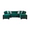 Homeroots Green Velvet U Shaped Three Piece Sofa and Chaise Sectional With Toss Pillows 643892 - alternate 8