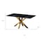 Homeroots 63" Black and Gold Marble and Metal Cross Leg Base Dining Table 602325 - alternate 6