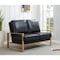 Leisuremod Jefferson Leather Loveseat with Gold Frame, Black JAG53BL-L - alternate 7