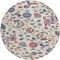 Homeroots 8' Linen Pink And Denim Blue Round Floral Washable Indoor Outdoor Area Rug 597826 - alternate 8